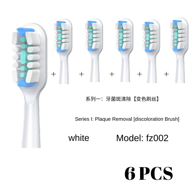 6pcs Toothbrush Heads for HX3 HX6 HX9 Series, Fit Plaque Control, Gum Health, FlexCare, HealthyWhite, Essence+ EasyClean: Default Title