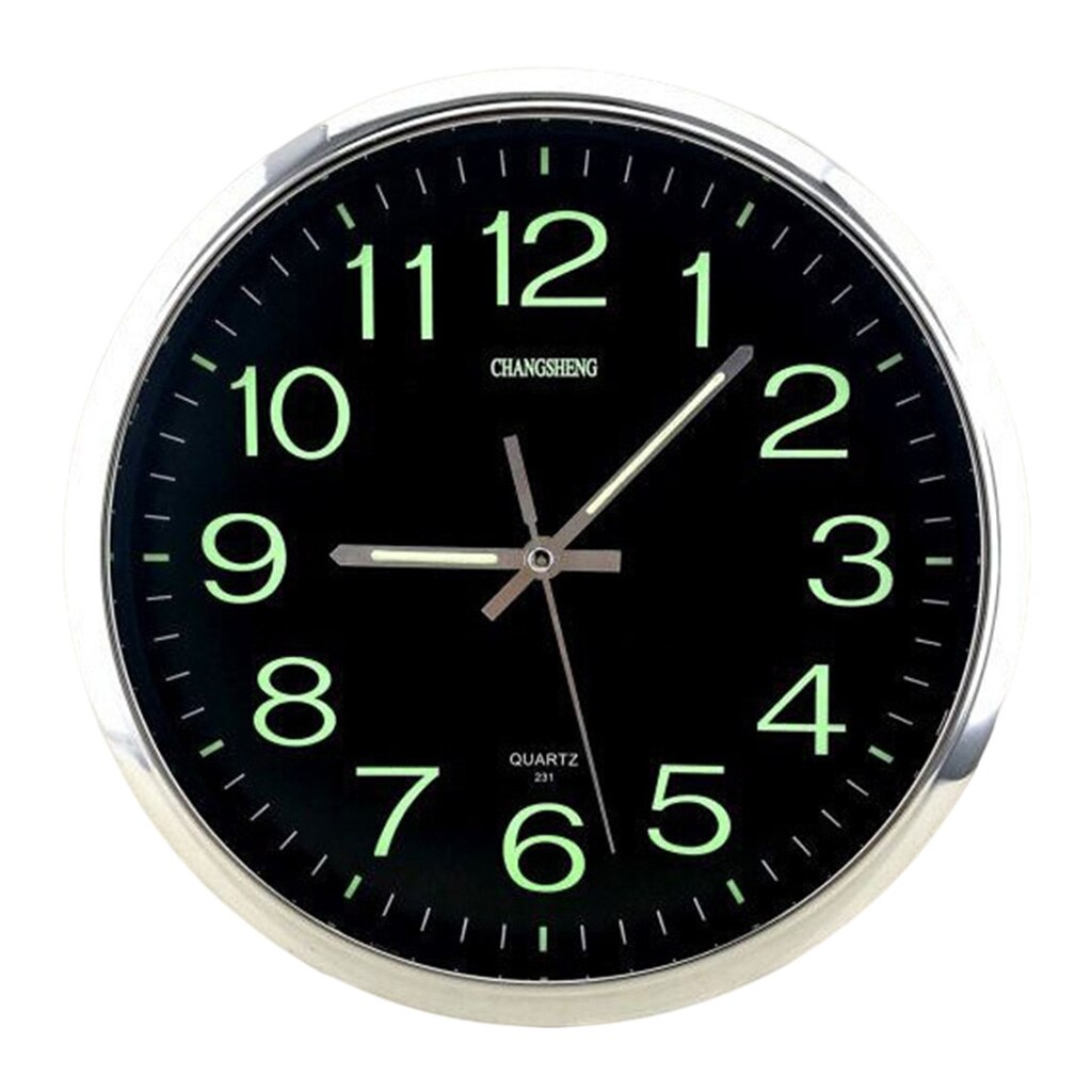 12 Inch Glowing Wall Clock, Non-ticking Night Light Wall Clock Battery Operated, Glowing in The Dark Wall Clock for Bedroom