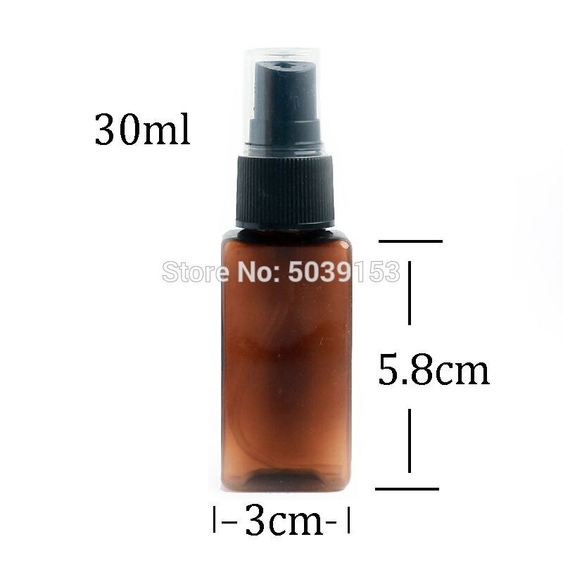 30ml Square Transparent Portable Travel small Empty Spray Bottles Plastic Refillable Cosmetic Containers Liquid Organizer: 1PC Brown