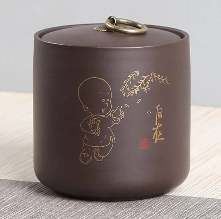 Airtight Canister Zisha Tea Box Kitchen Storage Bottles Jars Food Container Grains Tea Coffee Beans Grains Candy Jar Containers: Pattern 14