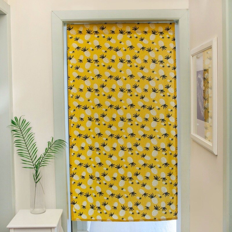 Jaune ananas rideau coton lin tissu épais rideau vent bain rideau salle de bain chambre cuisine demi rideau un autre coup