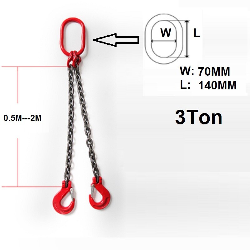 2T--4.7Tonx0.5-2M two legs 2-claw chain lifter for drum lifter clamp bucket barrel oil tank can chain sling: 40020010-04  3T 0.5M
