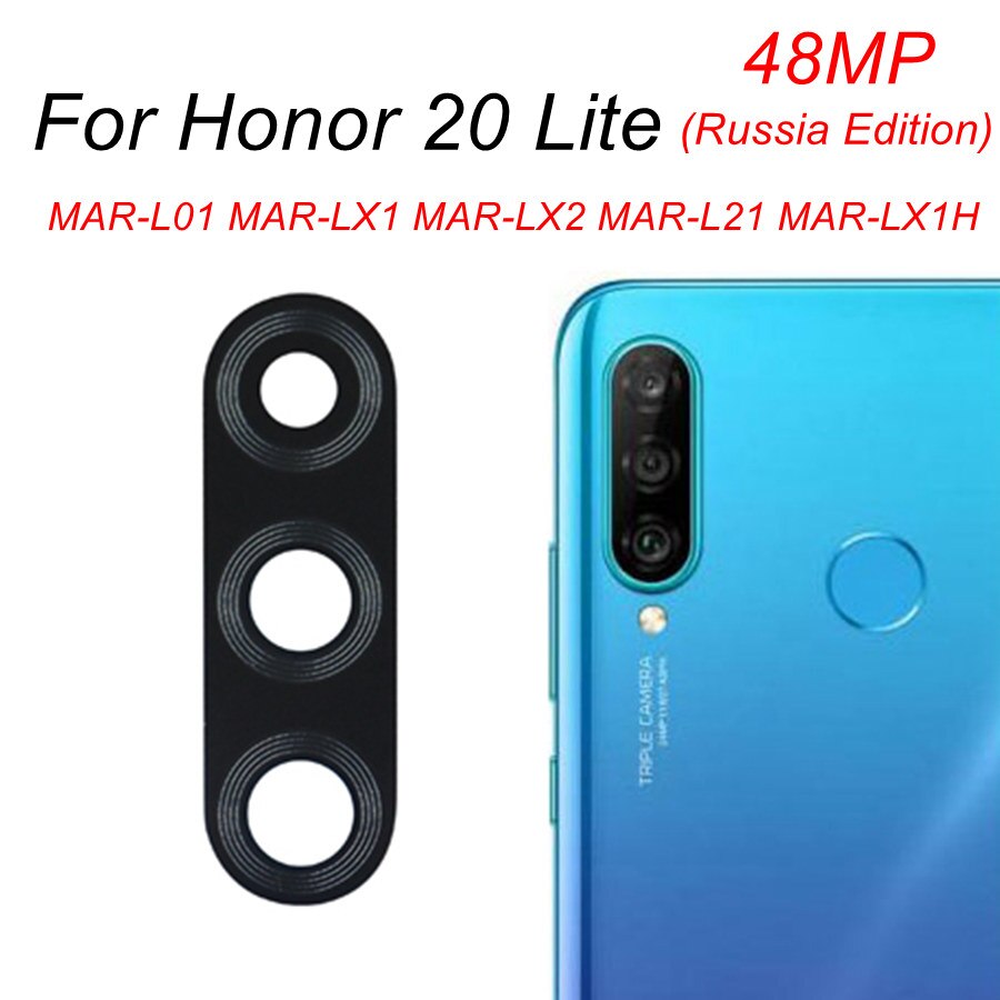 Tylna kamera szklany obiektyw dla Huawei Honor 9 9i 9N 9X 9S 9C 9A Pro 10 20 30 50 60 Pro 10X Lite 8X X8 części zamienne: Honor 20 Lite Russia