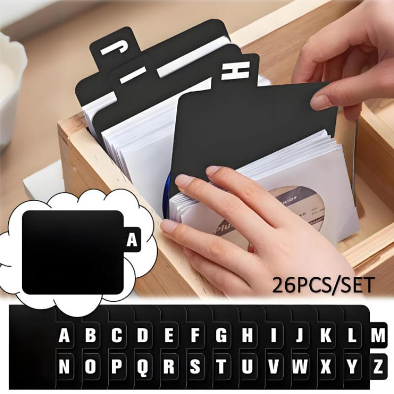 26pcs CD/DVD/Vinyl Record Organizer Dividers A-Z Alphabet File Storage Separator For Music Albums, Office, Home, Space-Saving