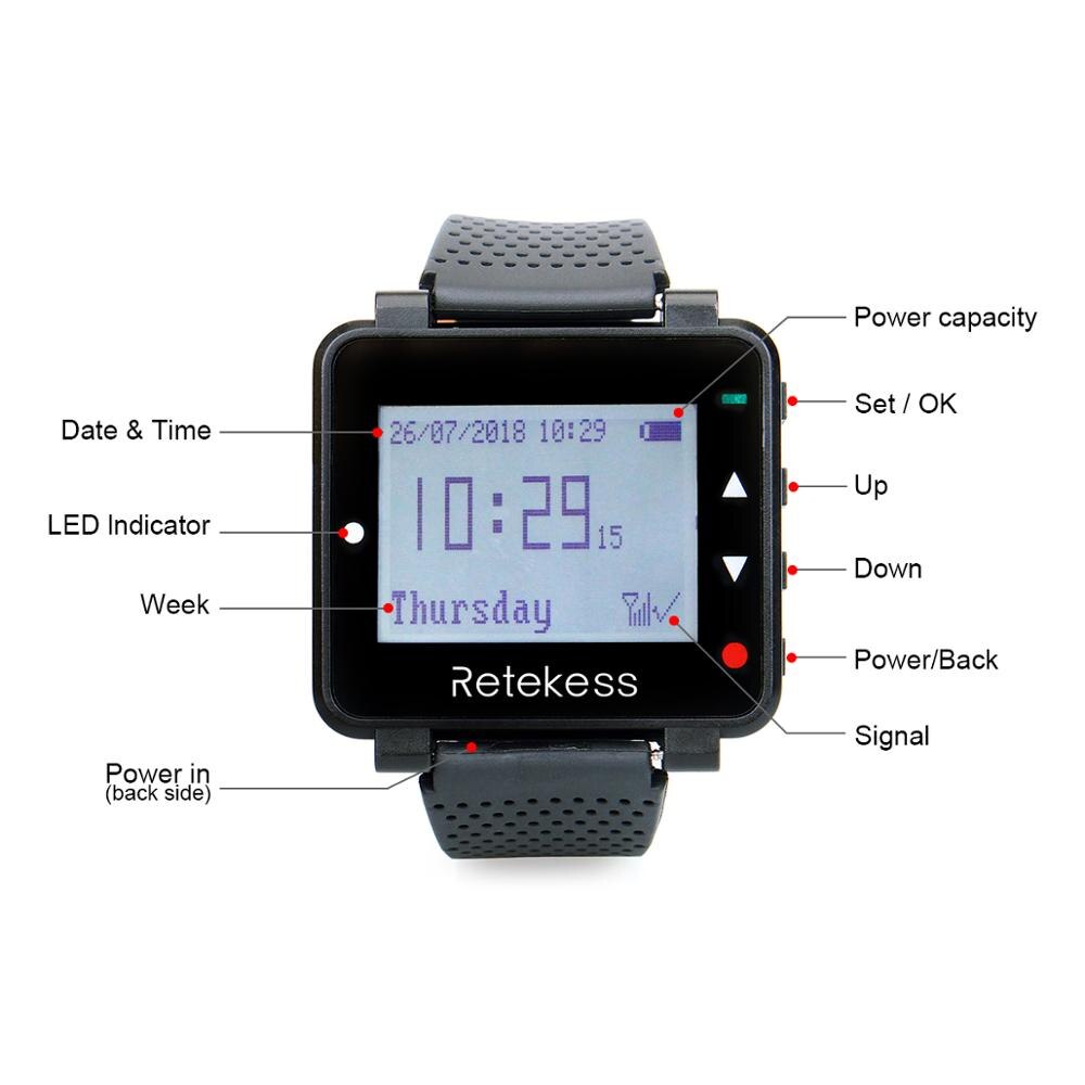 Reloj receptor Retekess T128 de 433,92 MHz para sistema de llamadas inalámbrico, camarero, buscapersonas, equipo de restaurante, servicio al cliente