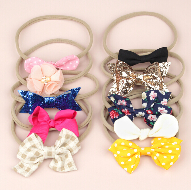 Baby Flower Accessories 10pcs/Sets Infant Kids Baby Girls Women Elastic Headband Nylon Headwear Hair Band Headdress Photo Props: B