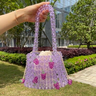 Borsa in cristallo trasparente per ragazza in rilievo intrecciata fai-da-te borsa per Soda arancione retrò per donna 2022 borse fatte a mano regalo per signora: purple