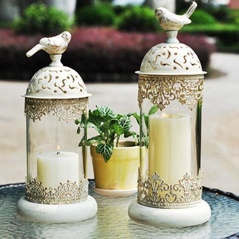 Vogelkooi Ijzeren Kandelaar Glas Kaars Stand Lantaarn Europa Marokkaanse Holle Kaars Stok Stand Bruiloft Decor X4943
