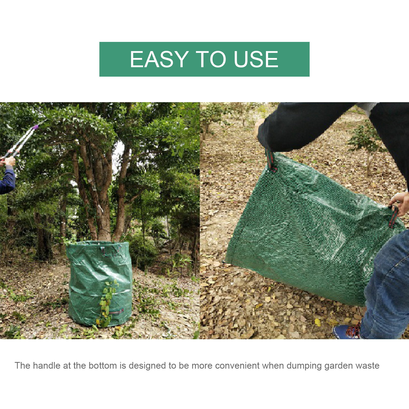 Sac de jardin réutilisable 60L/120L/300L, sac à feuilles, poubelle pliable de jardin, collecte des déchets, conteneur de stockage, bacs