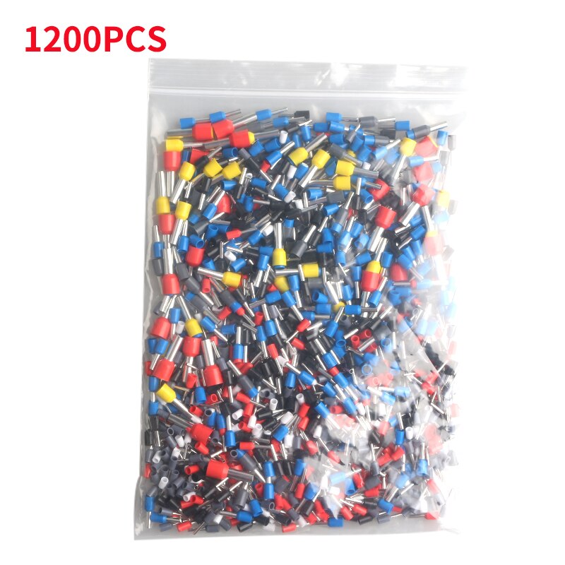 Crimp Ring tip Insulated terminal block electric wire connector pin tube terminal ejector kit for wiring: 1200pcs Bag