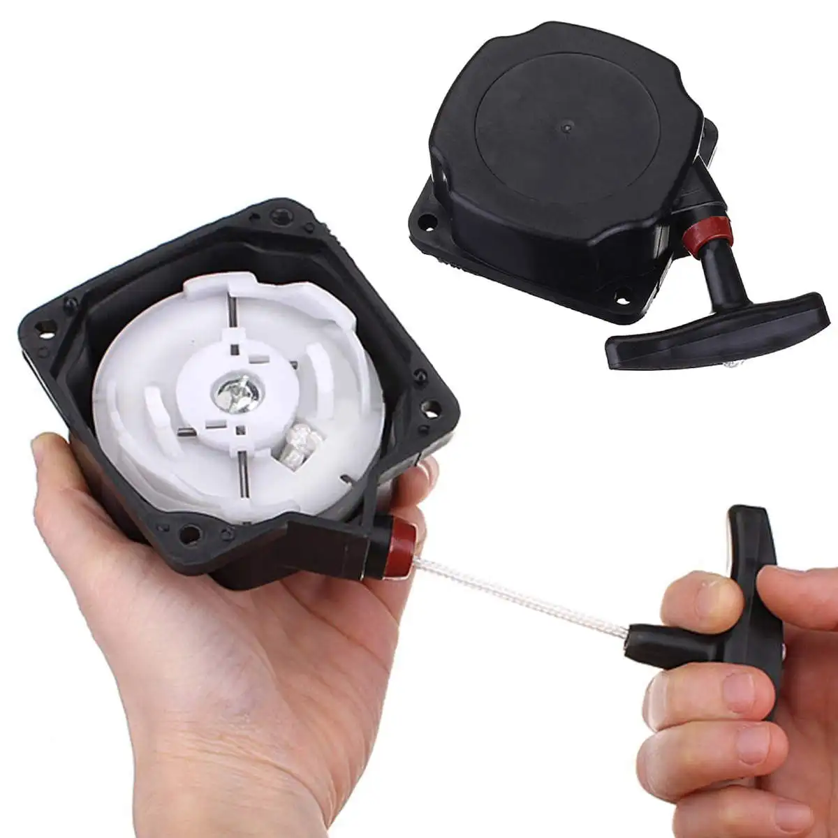 Universal Pullstart Recoil Pull Starter Desbrozadora Strimmer Start Piezas de cortacésped Negro