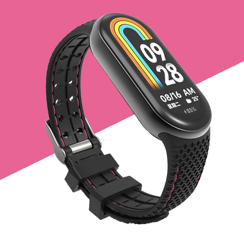 Siliconen band voor Mi Band 8 9-armband Rubberen horlogeband Vervanging Smartwatch Pols Correa voor Xiaomi Mi Band 8-band: Blue pink