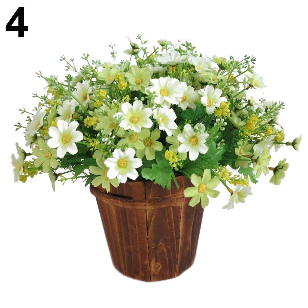 1 Bouquet 28 Heads Cute Silk Daisy Drtificial Decorative Flower Wedding Flower Bouquet Home Room Table Decoration: White