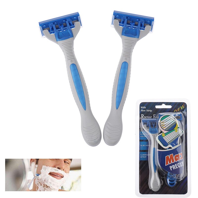 2 Stuks Vervangbare Straight Veiligheid Scheermes 5 Lagen Scheermesjes Met 1 Handvat Mannen Scheerapparaat Scheermesjes Gezicht zorg