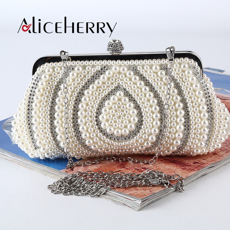 Bestnote Handmade Abendtaschen Frauen Handtaschen Abend Hochzeit Braut Handtasche Perle Perlen Satin Strass Taschen