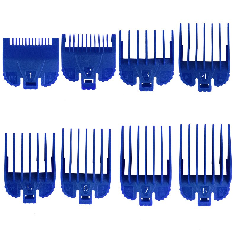Guía de corte de Peine de límite , peines de guía de corte, conjunto de 1,5/3/4.5/6/10/13/19/25mm para cortadora de pelo WAHL, 8 Uds.
