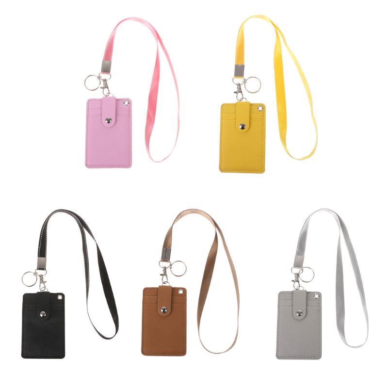 THINKTHENDO Office Work School ID Card Badge Holder with Keyring Rope Layards Neck Strap Bag Accessories 11x7.2cm