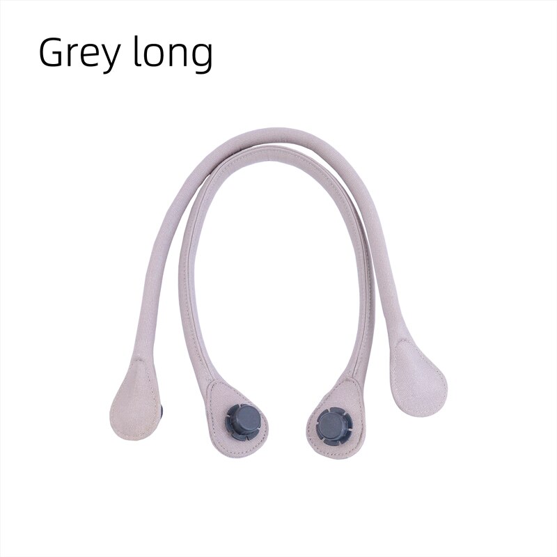 Tanqu lange korte ronde effenkleurige canvas stoffen handgreep voor obag classic mini o bag dames #39: Grijs lang