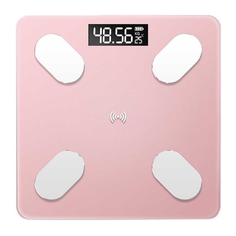 Báscula de herramientas de control de peso LCD Digital Bluetooth BMI báscula de cuerpo inteligente: Pink