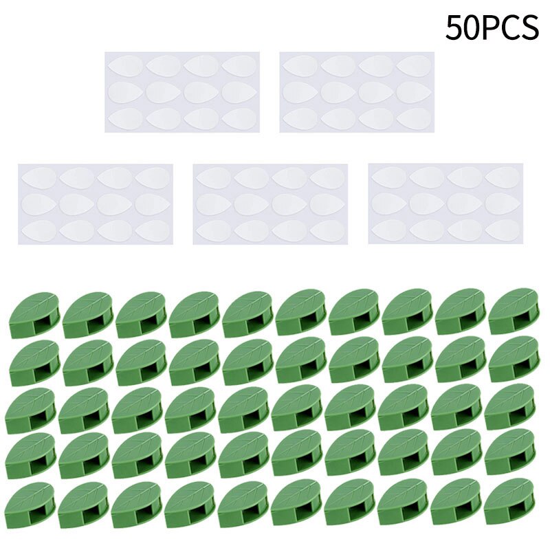 10/30/50 Stuks Plant Klimmen Muur Zelfklevende Haak Armatuur Clips Onzichtbare Rotan Klem Armatuur Muur kleverige Haak Plant Ondersteuning: Leaf Shape 50pcs