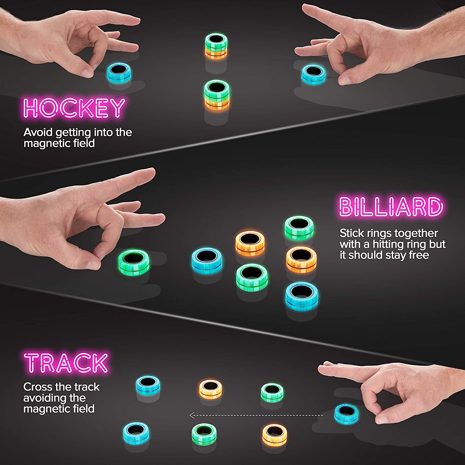 3 sztuk zabawki typu Fidget antystresowy śmieszne Fidget Spinner bransoletka magnetyczna pierścień rozpakować zabawki magiczny pierścień rekwizyty narzędzia stres stres zabawki