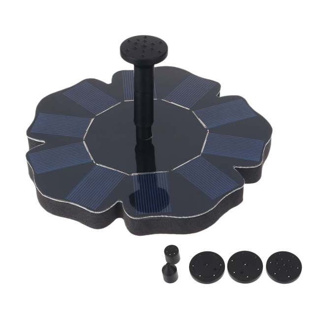 6 LED Solar Fountain Pump 7V/3W Portable Floating Solar Powered Water Fountain Pump for Birdbath Backyard Pond Pool Garden Decor: no LED-4 nozzles