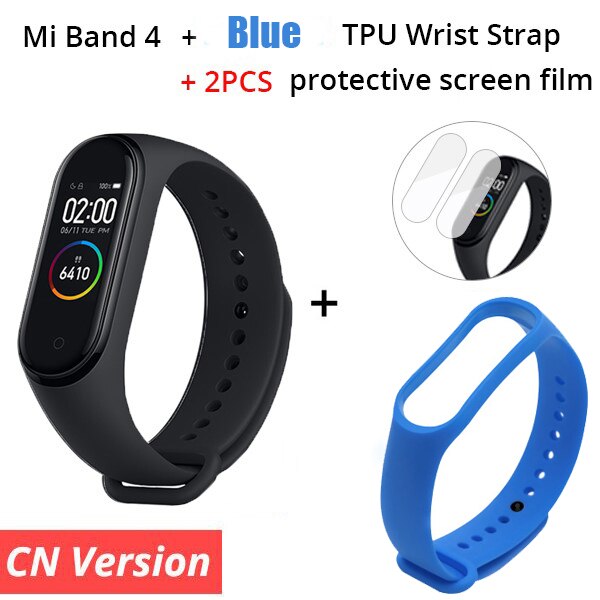 Original Xiaomi Mi Band 4 Smart Bracelet 3 Color AMOLED Screen Miband 4 Fitness Traker Bluetooth Smartband: CN n Blue Starp