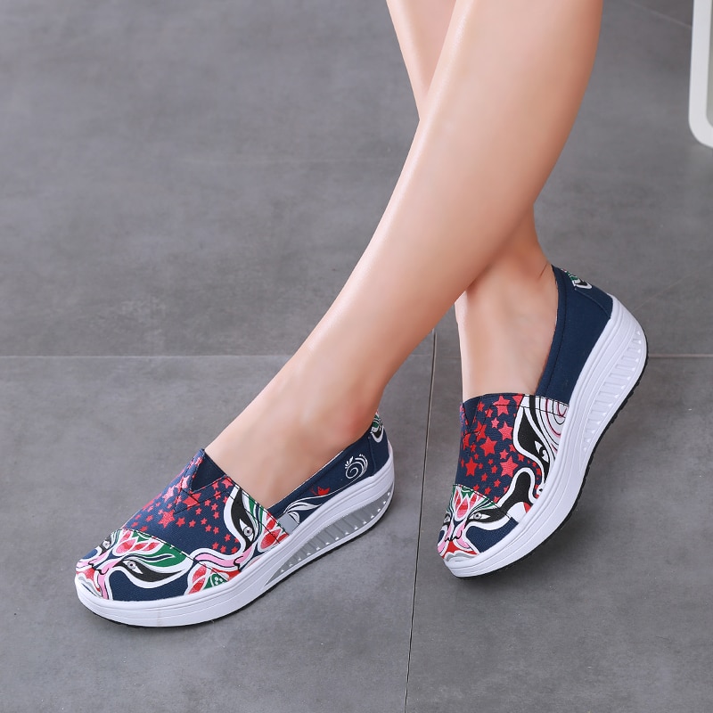 Minika Summer shoes for Women Toning sneaker Slip On Canvas Fitness Walking slimming Shoes Wedge sneakers scarpe sportive donna