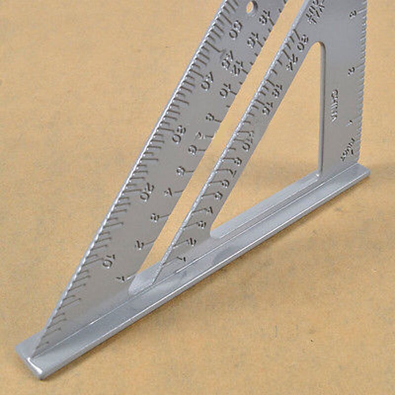 7inch Silver Aluminum Alloy Speed Square Roofing Triangle Angle Protractor Carpenter's Measuring Layout Tool Measuring Ruler