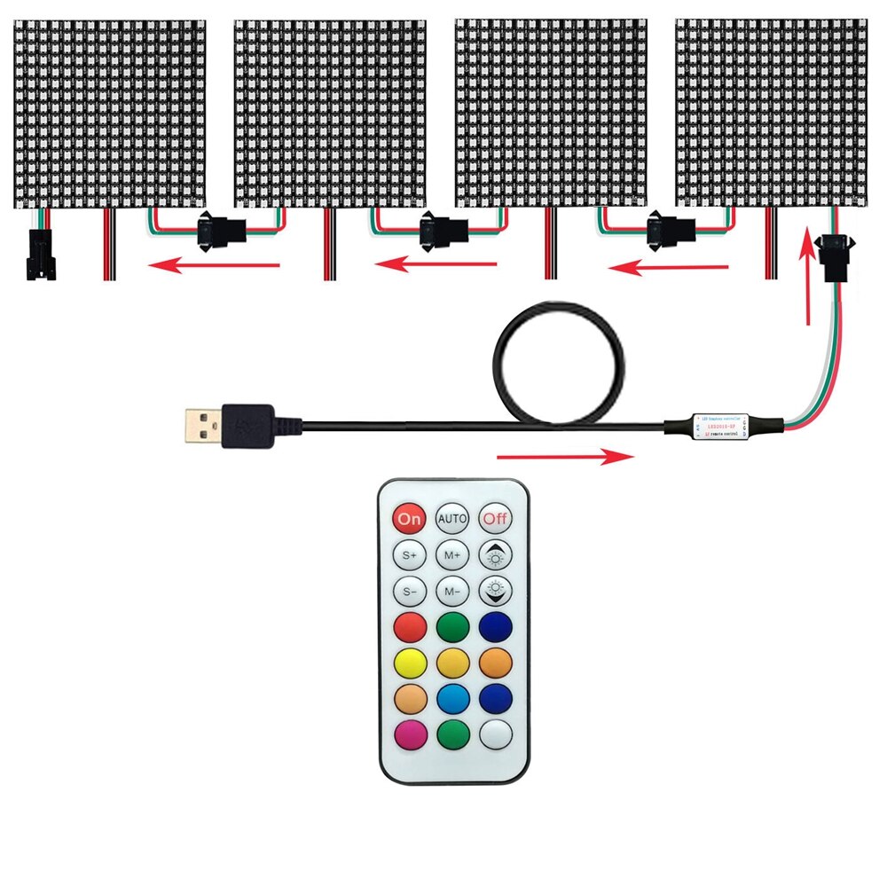 WS2812b 8x32 16x16 8x8 WS2812 Led Pixel Module 21 Keys USB Small Screen Kit Individually Addressable Lamp Beads