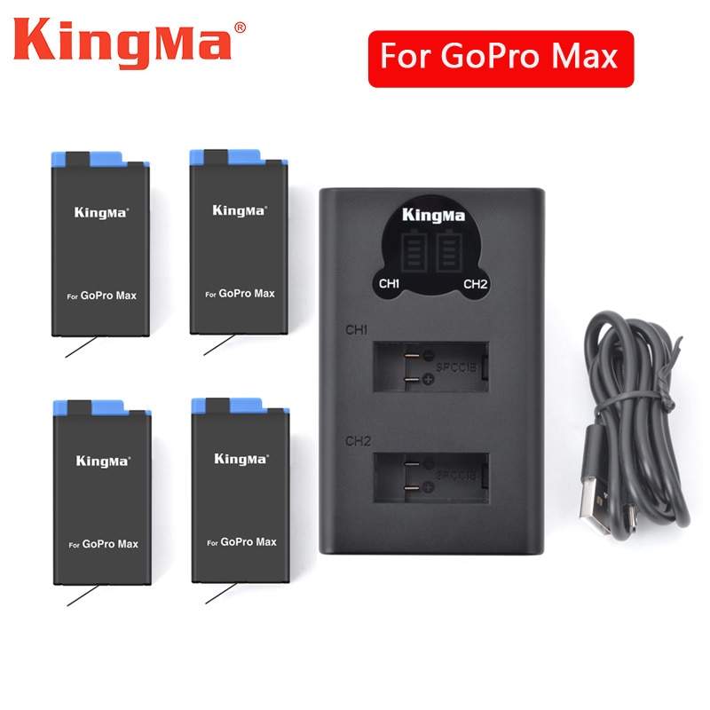Accessoires Voor Gopro Max Batterij Li-Ion Oplaadbare Batterij + Lcd Dual Batterijen Oplader Voor Gopro Hero 8 Max Actie Camera