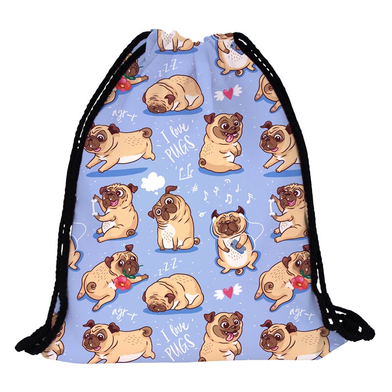 JomTokoy-Mochila con cordón para mujer, morral de viaje con estampado de perro de dibujos animados, suave, con cordón