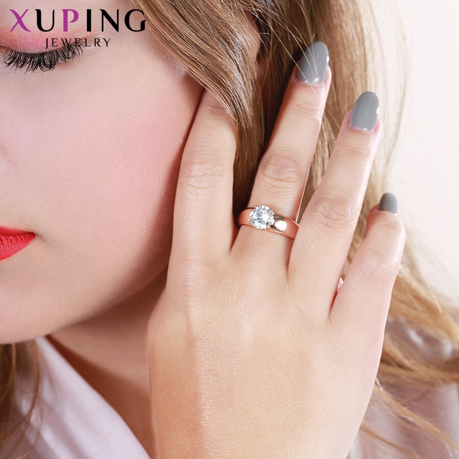 Xuping Jewelry Female Ring Unique Beautiful Rose Gold Color Plated Rings For Women Valentine's Day 12838