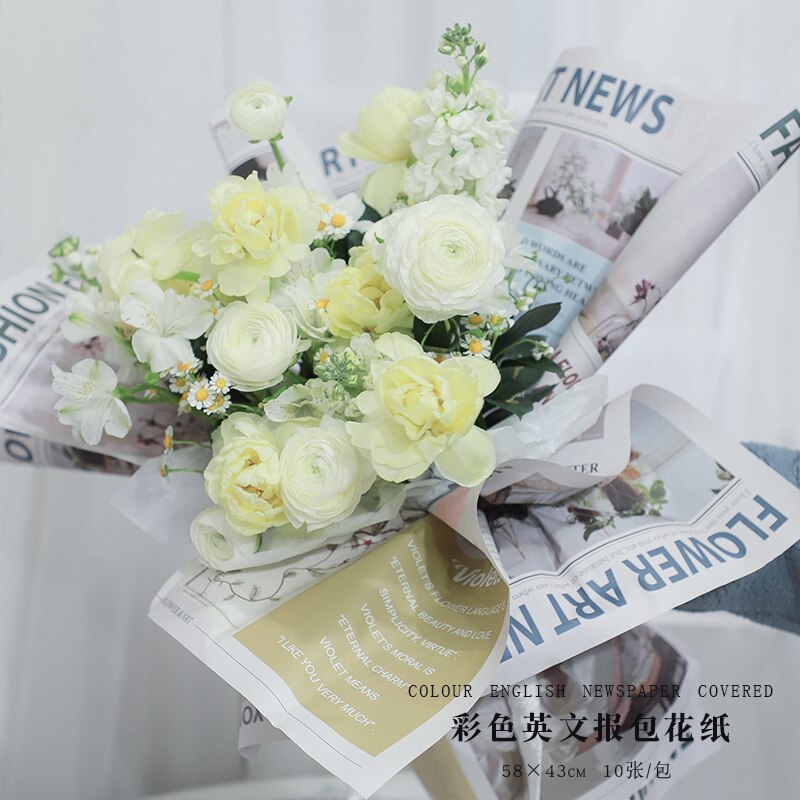 10 Vellen Europese Engels Krant Retro Geïmporteerd Kraftpapier Bloemen Pakket Bloem Verpakking Materiaal
