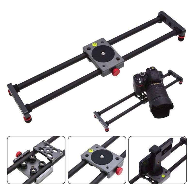 KUANI 30cm 40cm 50cm 60cm Fotografia Desktop Guida In Fibra di Carbonio Dolly Pista Portatile Stabile Video Stabilizzatore DSLR