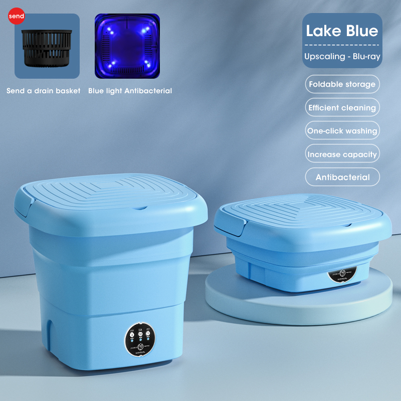 Mini Opvouwbare Wasmachine Met Droger Emmer Sokken Ondergoed Schoonmaken Wasmachine Reizen Slaapzaal 110 V-240 V EU ONS: Zilver / Verenigd Koninkrijk