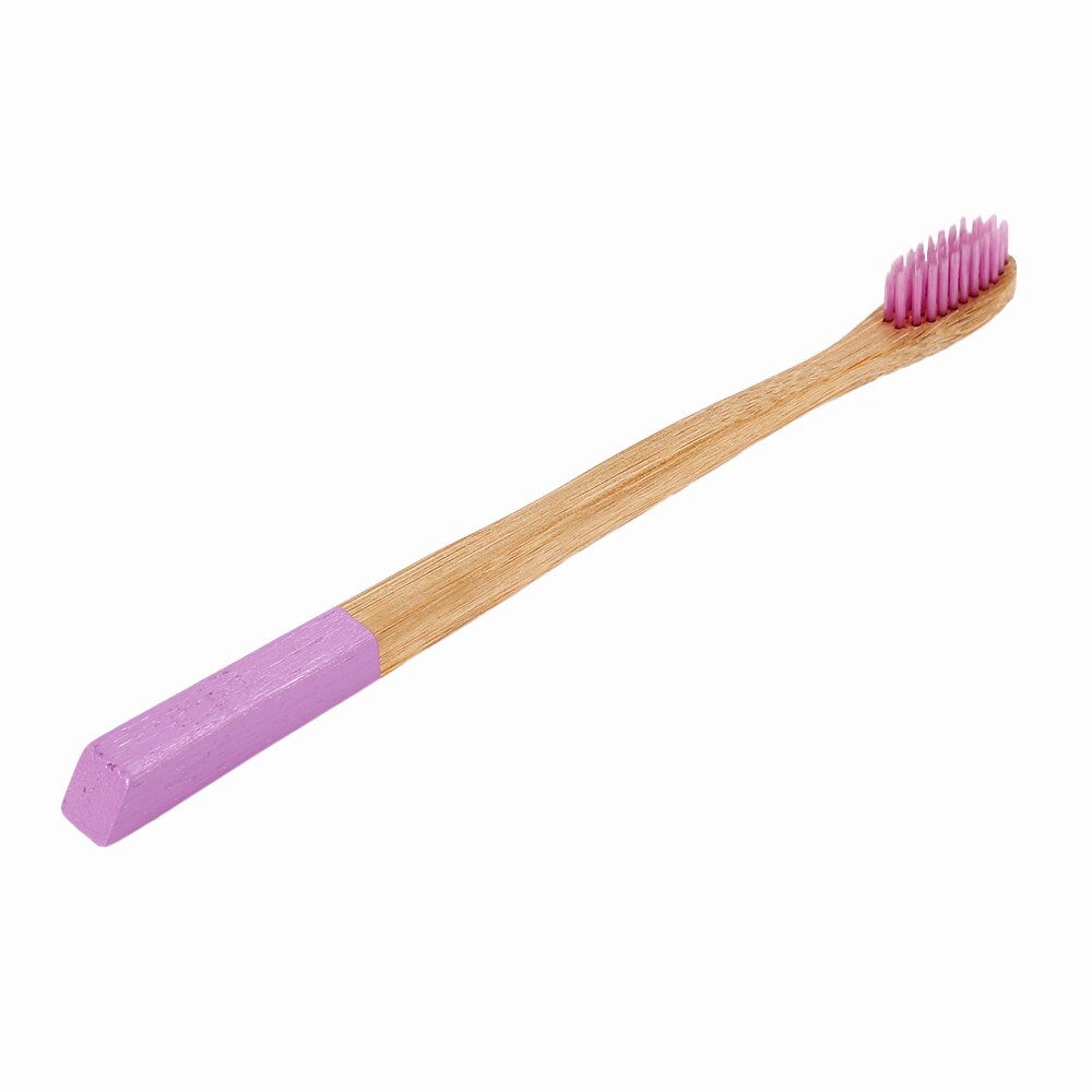 1 stk naturlig ren bambus tandbørste miljøvenlige børster bløde rosa lilla børstehår tænder pleje tandpleje oral rengøring værktøj: Default Title