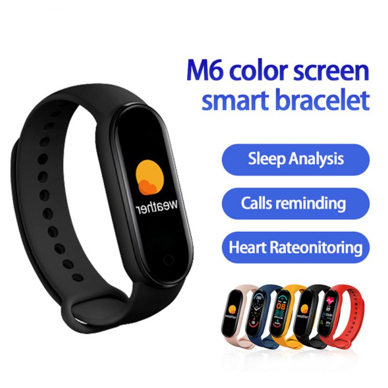 M6 smart sport band bluetooth skridttæller fitness tracker armbånd puls blodtryk smart ur til huawei xiaomi iphone