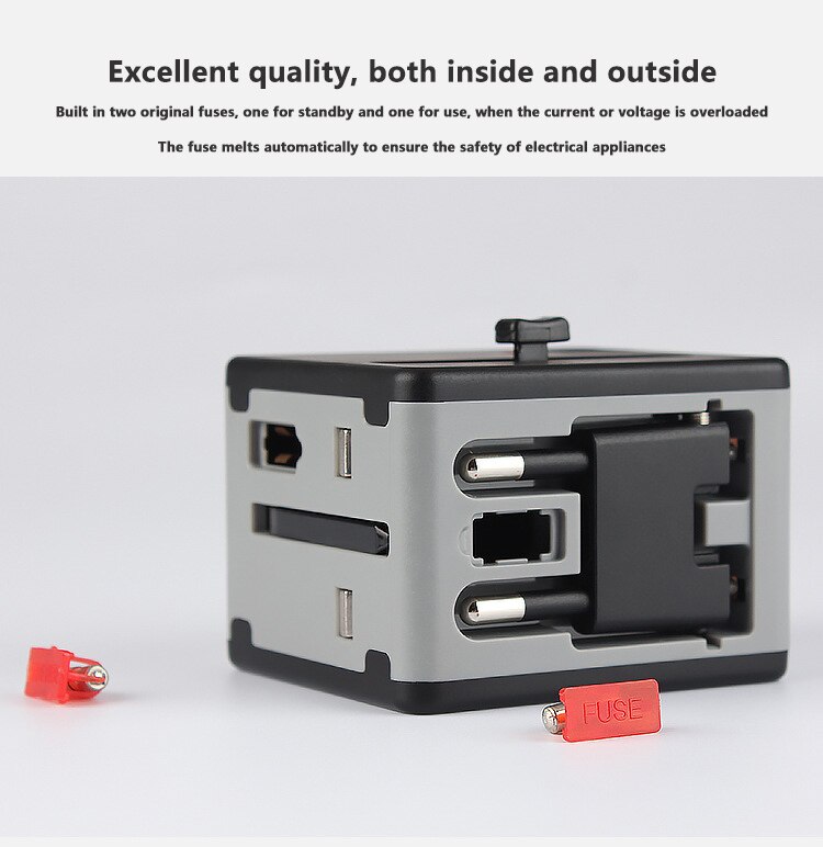 Newest USB Socket Adapter Multi-Purpose Switcher, Power Supply EU AU US UK Plug Hotel Phone Laptop Charger