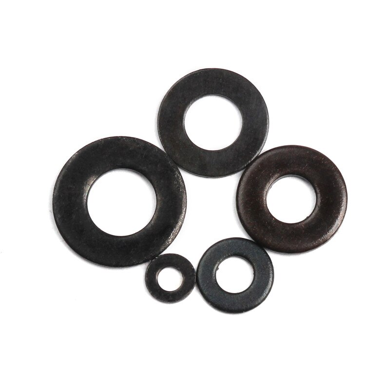 100PCS M2/M3/M4/M5/M6/M8 Carbon Steel Flat Machine Washer Plain Black Washer Furniture Gaskets
