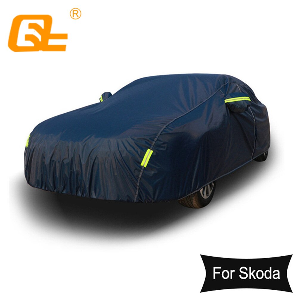 210T Blauw Full Car Cover Outdoor Sneeuw Ijs Stof Zon Uv Shade Cover Voor Skoda Octavia Yeti Rapid Fabia