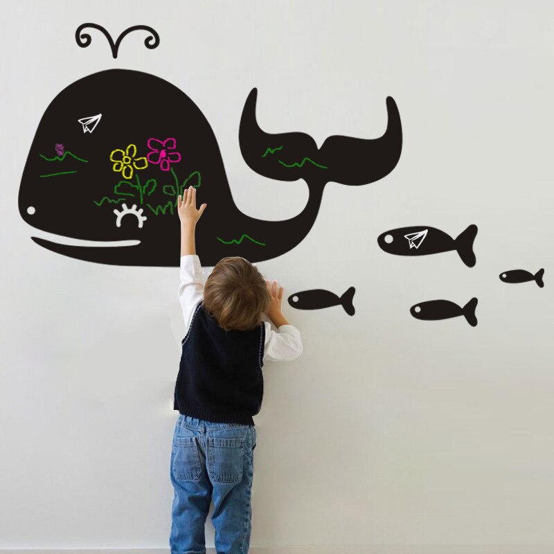 green removable wall stickers nursery children's room backdrop stickers affixed blackboard whale