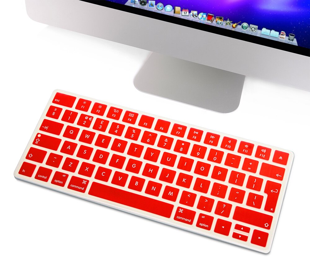 Hrh vedenpitävä eu/uk näppäimistösuojat silikonikuoret suojakalvo apple magicille mla 22b/ a eurooppalainen asettelu: Punainen