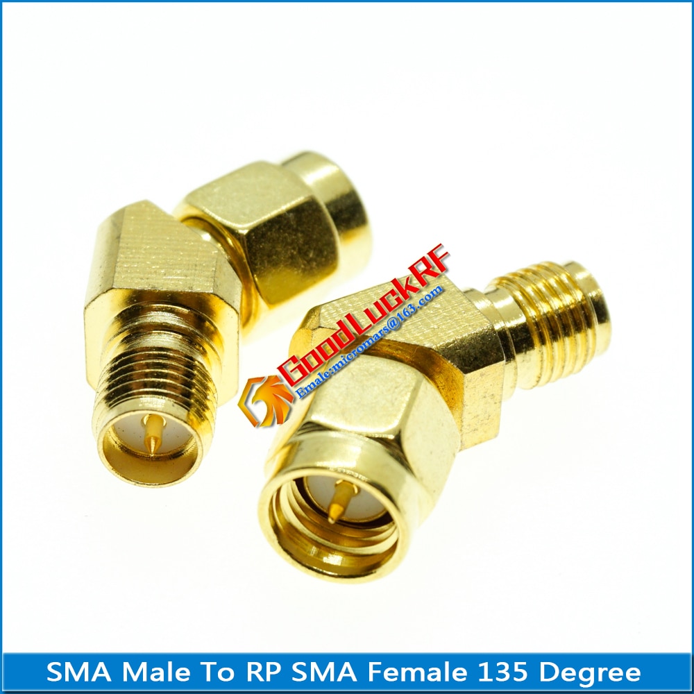 Sma Naar Rp Sma Connector Socket Type L Sma Male Naar Rp Sma Vrouwelijke 45 135 Graden Schuine Hoek goud Messing Coaxiale Rf Adapters