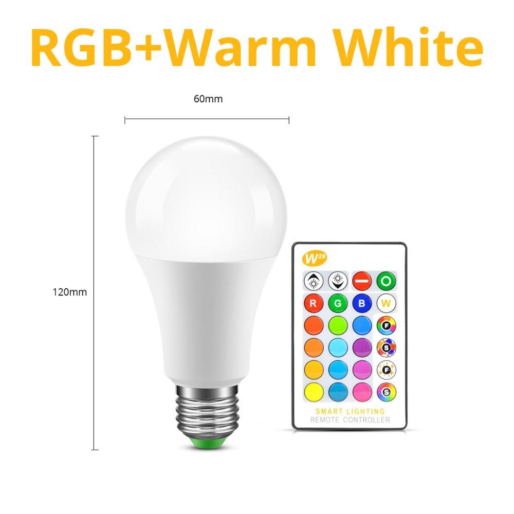 Smart Light Bulb E27 LED Bulb Light Dimmable Bluetooth 4.0 APP Neon Dream Color Wireless Magic Music Control Light AC85-265V: Remote RGBWW