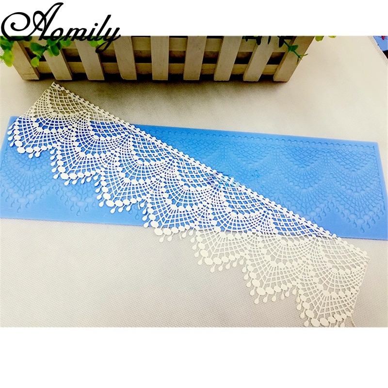 Aomily 40*12 Cm Kant Surround Wedding Cake Siliconen Rand Kant Fondant Mal Mousse Sugar Craft Icing Mat Pad gebak Bakken Tool