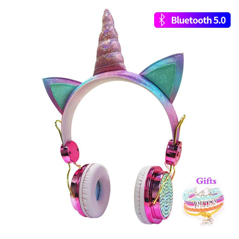 Eenhoorn Kids Draadloze Hoofdtelefoon Met Mic Leuke Meisjes Muziek Helm Laptop Cascos Bluetooth 5.0 Telefoon Gaming Headset Kinderen: no box