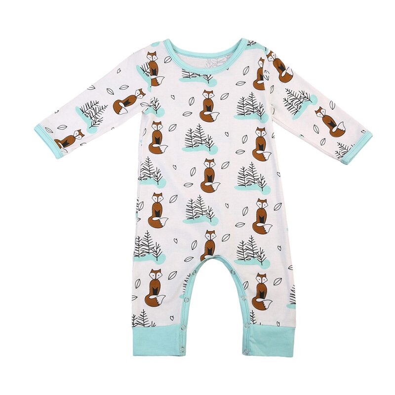 Leuke Pasgeboren Baby Jongen Meisje Vos Romper Herfst Lange Mouwen Katoenen Kleding Peuter Kids Jumpsuit Speelpakje Outfits 0- 24M