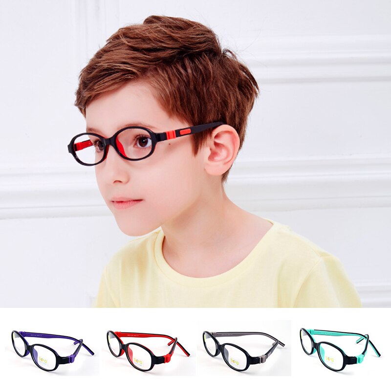 SECG-gafas desmontables para niños, montura sólida de silicona suave y Flexible, bonitas gafas redondas ovaladas para Miopía