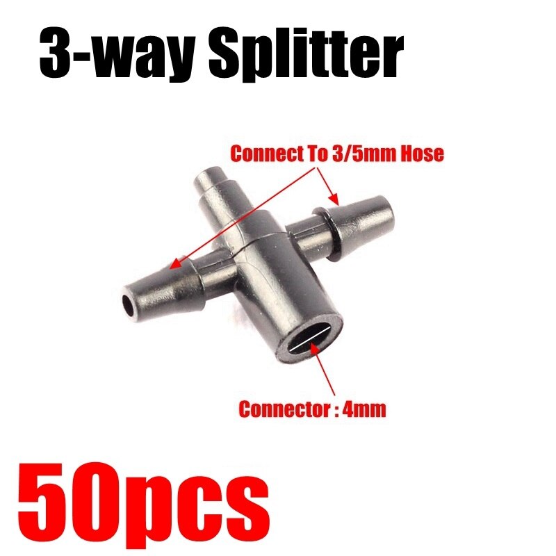 20m Irrigation Shunt Tube Drip Hose Emitters Fruit Trees Bonsai Plants Saving Water Drip Lines Irrigate Diverting Pipe: Splitter 50pcs